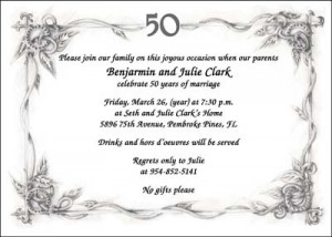 Golden 50th Anniversary Invitation