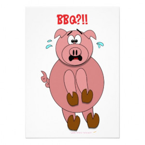 Scared Cartoon Pig Funny BBQ Party Invitations from Zazzle.com