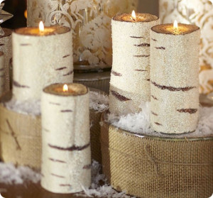 ... was inspired by the Beaded Birch Pillar Candles from Pottery Barn