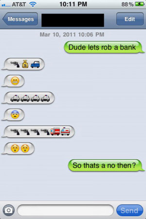 funny iphone emoji rob bank