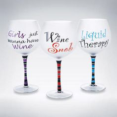 ... night in! Quippy sayings on decorative wine glasses - have fun! More