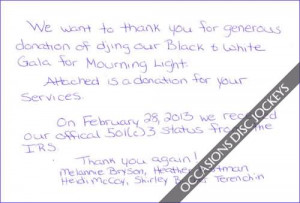 ... Generous Donation Of Djing Our Black Or White Gala For Mourning Light