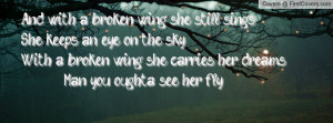 broken wing she still sings,She keeps an eye on the sky,With a broken ...