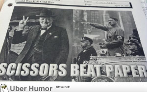 was taking a world war 2 test and my teacher put this on it to cheer ...