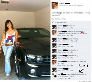 Friendzone level over 9000! Charm thanks for buying this car for my gf ...