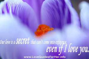 forbidden love quotes - Our love is a secret that can't come into ...