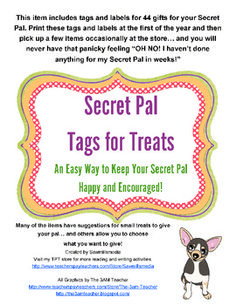 Secret Pal - Tags and Notes (Pick and Choose to Make Your Secret Pal's ...