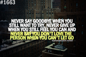 Never Say Goodbye When You Still Want to Try,Never Give Up When You ...