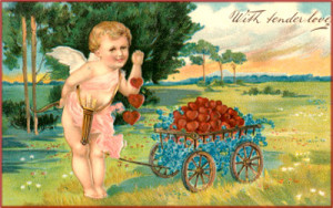 Free Valentines card with cupids with bow and arrows: Here he is ...