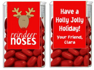 Christmas Holiday Reindeer Noses Mints Tic Tac Party Candy Wrappers ...