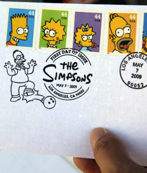 The Simpsons themed U.S. Postal Service stamps are unveiled at the ...