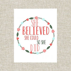 Wall Art, Wall Decor, She Believed She Could So She Did, Quote ...