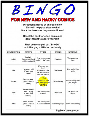 BINGO! For New and Hacky Comics