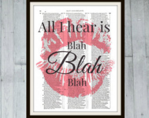 All I Hear is Blah Blah Blah - Funn y Quote Concordance Book Page Art ...