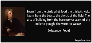 Learn from the birds what food the thickets yield; Learn from the ...