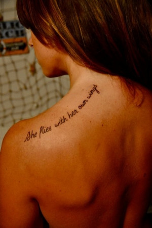 Left Back Shoulder Quote Tattoo For Men
