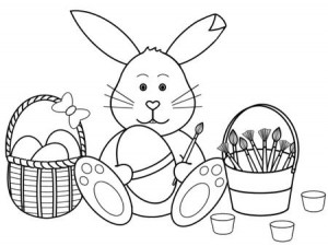 ... black and white easter easter bunny with eggs clipart black and white