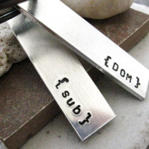 Dom and sub, set of 2 Aluminum Bar Key Chains, hand stamped, BDSM ...