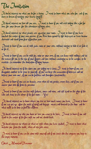 Oriah Mountain Dreamer's The Invitation. Invitationoriah Mountain ...