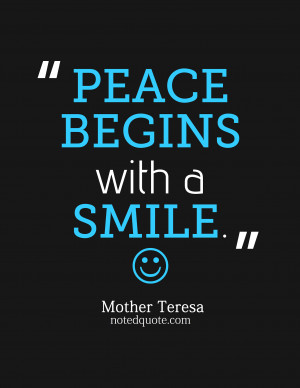 teresa quote poster peace begins with a smile of the day mother teresa ...