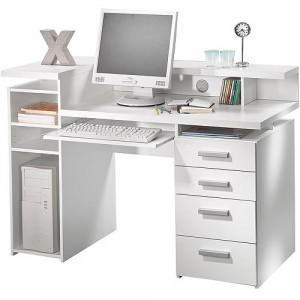 White Computer Desk with Hutch
