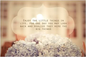 Enjoy the little things in life, for one day you may look back and ...