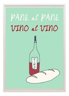Italian kitchen art poster vino pane quote free by lebonvintage, $14 ...