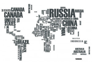 words wall sticker - cheap wall sticker - World map in words Removable ...