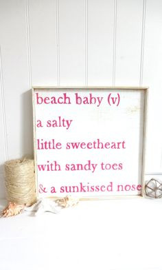 Baby Bye The Sea Beach Baby Poem Plank Style with Beach Wood ...