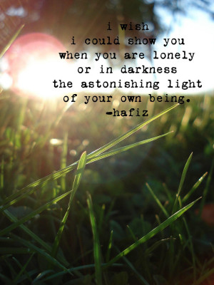 ... you are lonely or in darkness the astonishing light of your own being