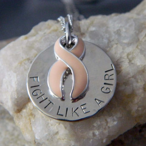 FIGHT LIKE A GIRL Uterine Cancer Awareness Handstamped Necklace. $30 ...