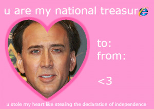 ... National Treasure valentines card Declaration of Independence happy