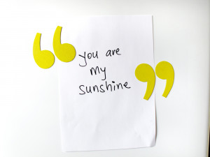 quote/unquote magnets - rounded punctuation marks - bright yellow