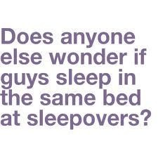 does anyone else wonder if guys sleep in the same bed at sleepovers?