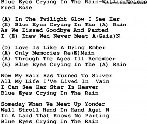 Country music song: Blue Eyes Crying In The Rain-Willie Nelson lyrics ...