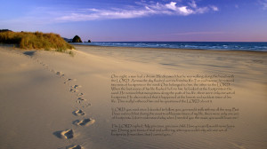 Religious - Christian Love Religion Sand Lord Footprints Wallpaper