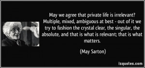May we agree that private life is irrelevant? Multiple, mixed ...