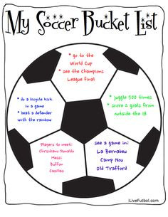 Soccer Bucket List-Create your own Soccer Bucket List Free Printable ...