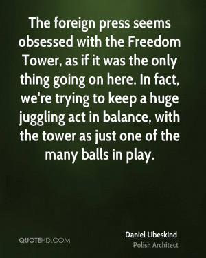 ... juggling act in balance, with the tower as just one of the many balls