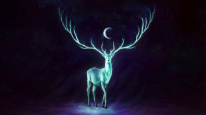 moon horns deer fantasy art glowing artwork stag 1920x1080 wallpaper ...