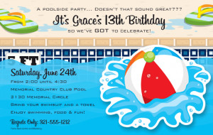Wiggler - This colorful kids Wiggler Beach ball pool party invitation ...