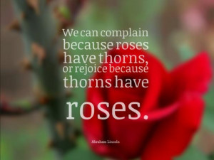 ... because roses have thorns, or rejoice because thorns have roses