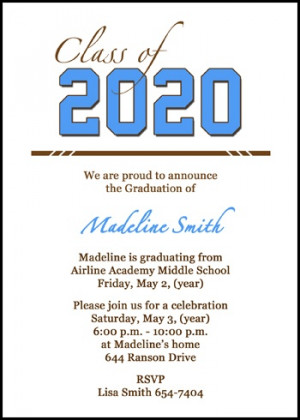 Junior High School Class Graduate Announcement Cards