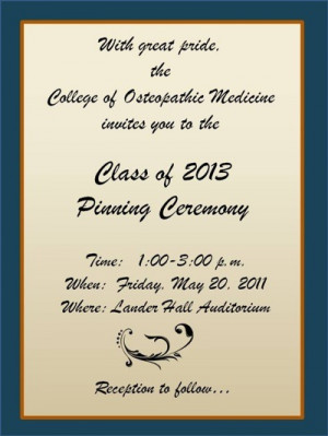Pinning Ceremony Invitations