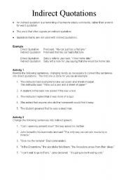 Indirect Quotations Worksheets