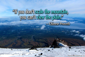 ... scale the mountain, you can’t view the plain.” ~ Chinese Proverb