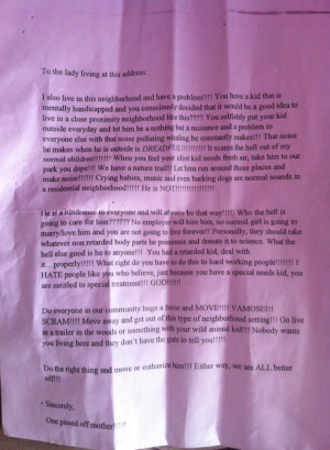 Family Of Boy With Autism Receives Shockingly Offensive Letter (PHOTO)