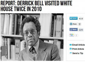 clear as a bell speaking of bell this is obama hugging derrick bell