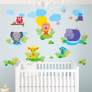 Jungle Animals Removable Wall Decals for Decorating Kid's Room Nursery ...
