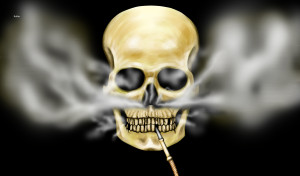 colored: skull smokes hookah by adiga-rodin